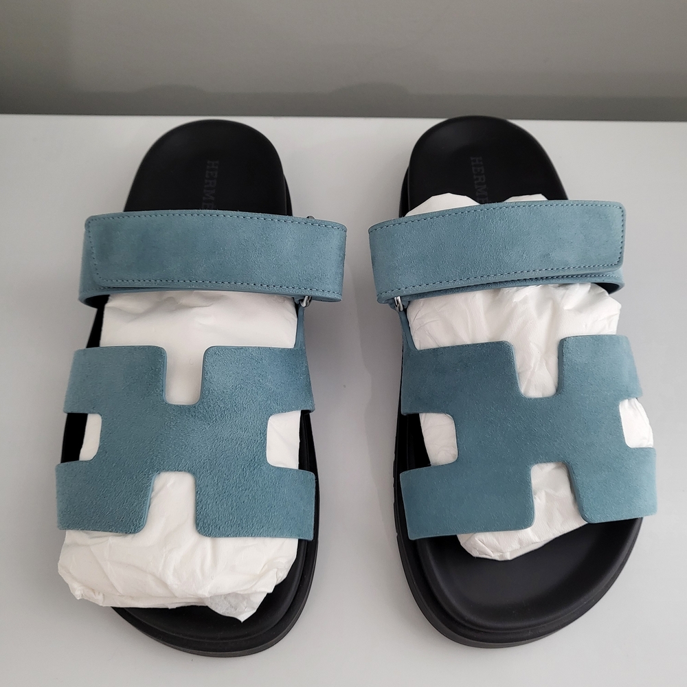 Hermes Blue Chypre Sandals - Picture 2 of 5